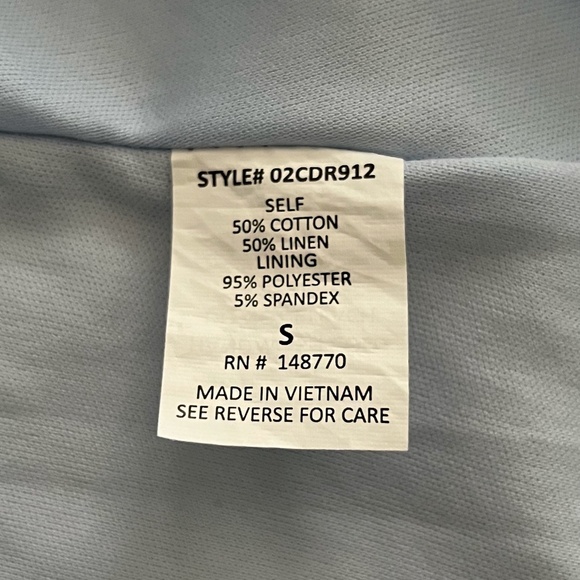 Sienna Sky Blue Linen Blend Button Front Pleated A Line Dress - Picture 4 of 4